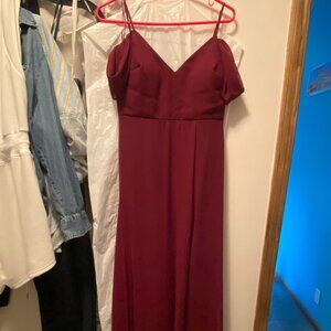 Birdy Grey Devin Convertible Dress with Leg Slit in Chiffon Cabernet (Size M)